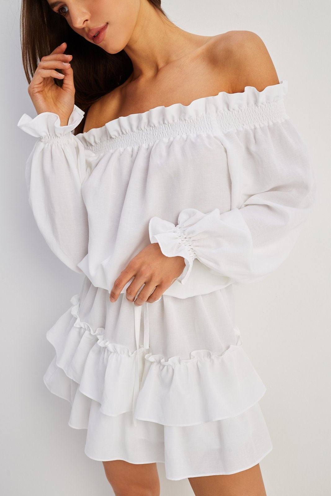 Mini White Bella Linen Dress - SaintBy.eu